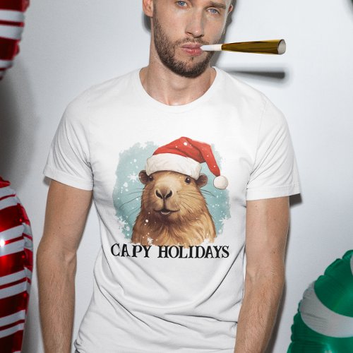 Capy Holidays Happy Christmas Capybara T_Shirt