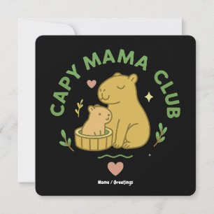 Capy Mama Club Cute Capybara Mom and Baby Retro Invitation