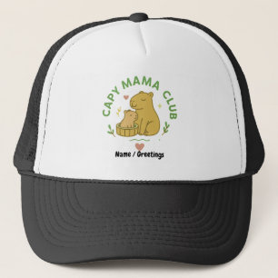 Capy Mama Club Cute Capybara Mom and Baby Retro  Trucker Hat