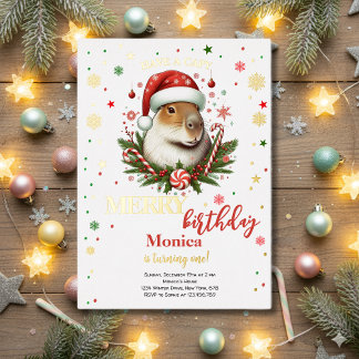 Capy merry birthday invitation foil invitation
