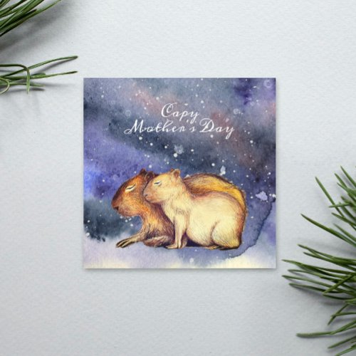  Capy Mothers Day Capybara Baby and Mom Cute Card