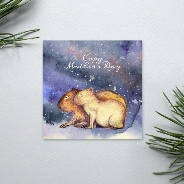  Capy Mother's Day Capybara Baby and Mom Cute Card (Creator Uploaded)