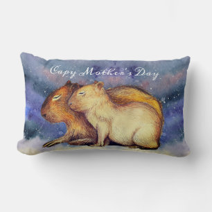 Capy Mother's Day Cute Capybara Baby & Mom Custom Lumbar Pillow