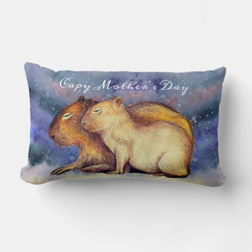  Capy Mothers Day Cute Capybara Baby  Mom Custom Lumbar Pillow