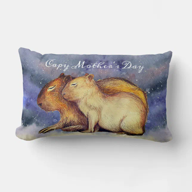  Capy Mother's Day Cute Capybara Baby & Mom Custom Lumbar Pillow (Front)