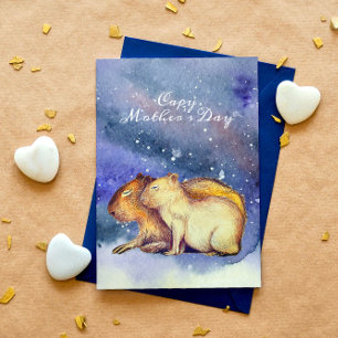 Capy Mother's Day Cute Capybara Baby & Mom Custom Postcard