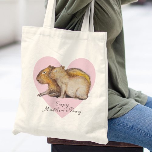  Capy Mothers Day Cute Capybara Baby  Mom Custom Tote Bag