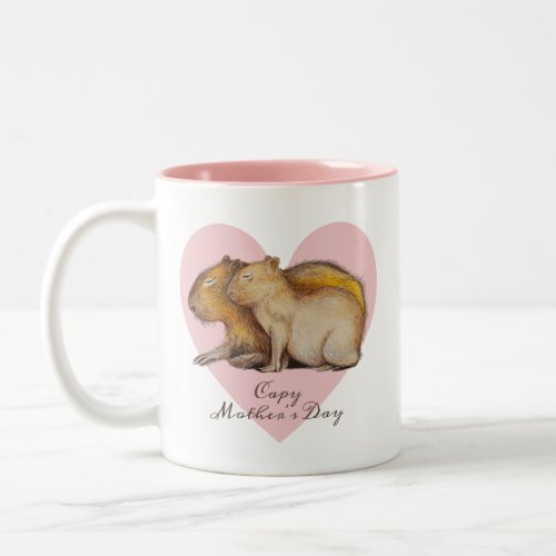  Capy Mothers Day Cute Capybara Baby  Mom Custom Two_Tone Coffee Mug