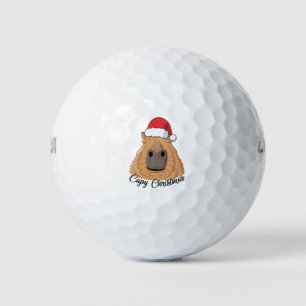 Capy or Huppy Christmas Capybara Holidays Santa Golf Balls