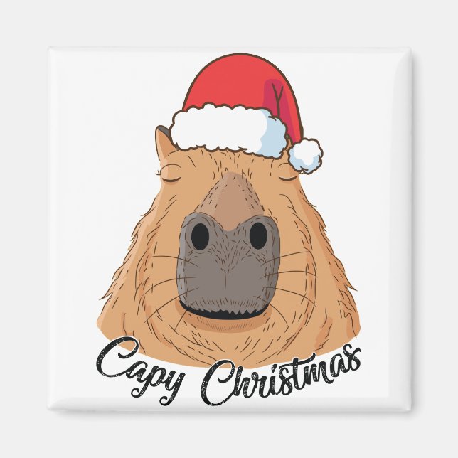 Capy or Huppy Christmas Capybara Holidays Santa Magnet (Front)