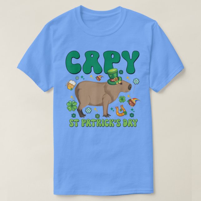 Capy St Patrick's Day Funny Capybara Shamrock Luck T-Shirt (Design Front)