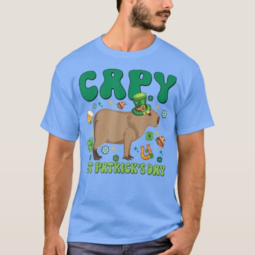 Capy St Patricks Day Funny Capybara Shamrock Luck T_Shirt