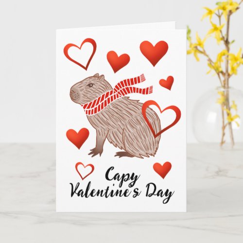 Capy Valentines Day Funny Capybara Lover Greeting Card