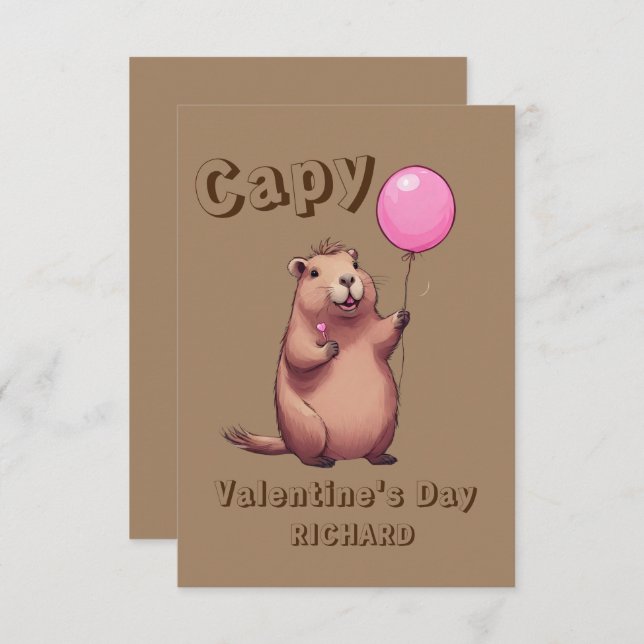 Capy Valentine's Day Capybara Classroom Note Card (Front/Back)