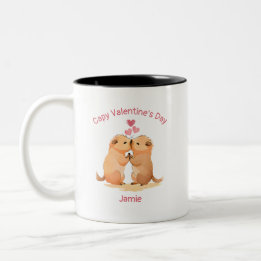 Capy Valentine's Day Capybara Two-Tone Coffee Mug