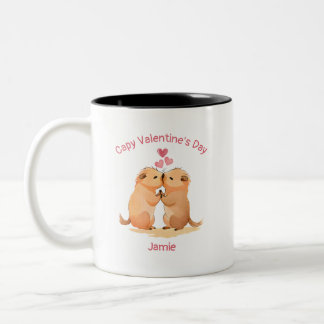 Capy Valentine's Day Capybara Two-Tone Coffee Mug