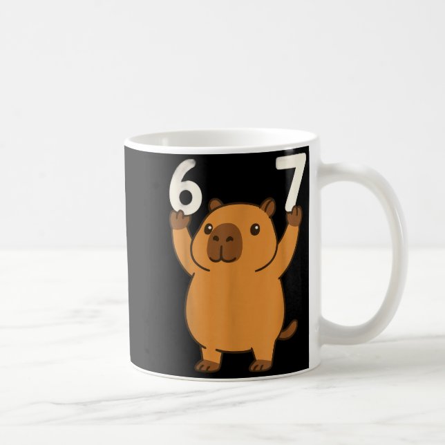 Capybara 67 Meme Six Seven Funny  Coffee Mug (Right)