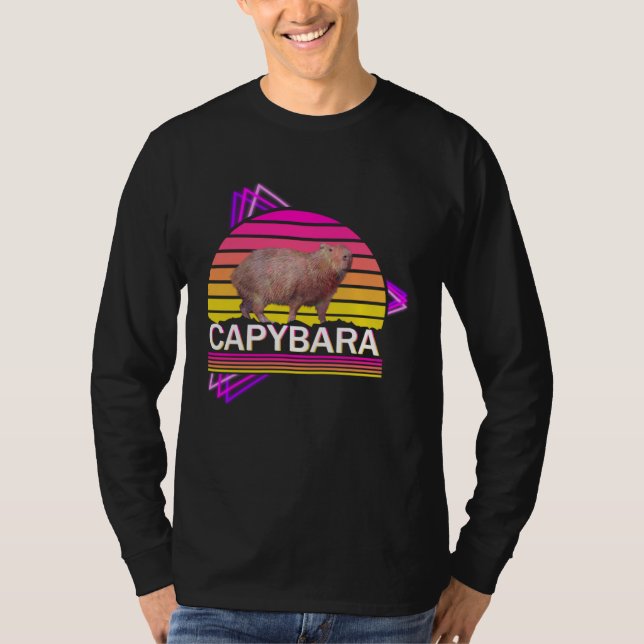 Capybara 80s retro vibe man women  capybara T-Shirt (Front)