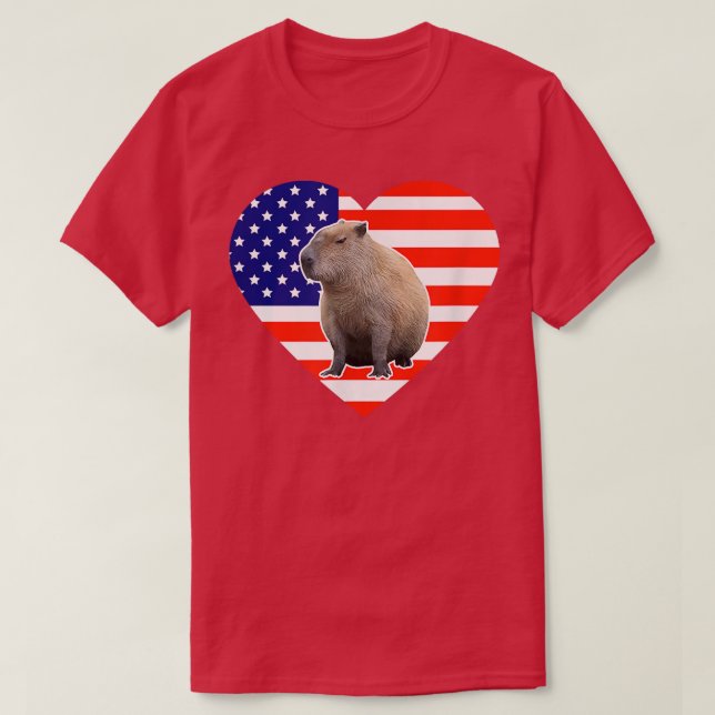 Capybara American Flag  T-Shirt (Design Front)