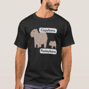 Capybara and Baby Capybara Pup  Copy Paste Pun T-Shirt