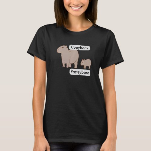 Capybara and Baby Capybara Pup Copy Paste Pun T_Shirt