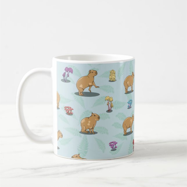Capybara and mushroom pattern coffee mug (Left)