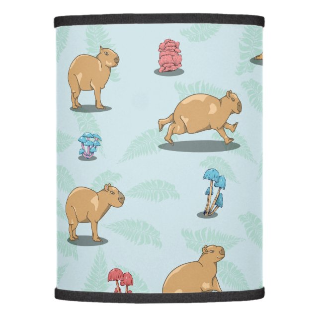 Capybara and mushroom pattern lamp shade (Front)