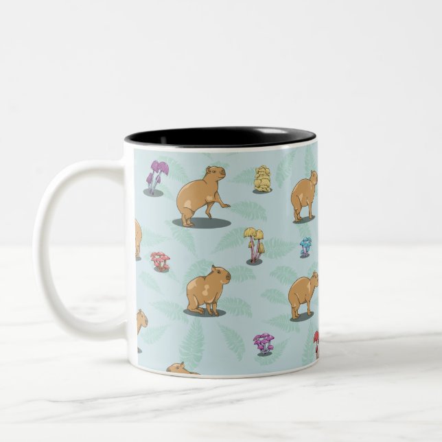 Capybara and mushroom pattern Two-Tone coffee mug (Left)