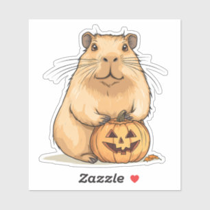 Capybara and Pumpkin Halloween Sticker
