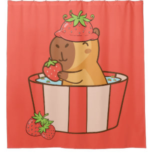 Capybara and Strawberry Curtain   Cute Fruit 