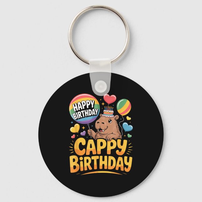 Capybara Animal Lover Fun Cappy Birthday Party Sup Keychain (Front)