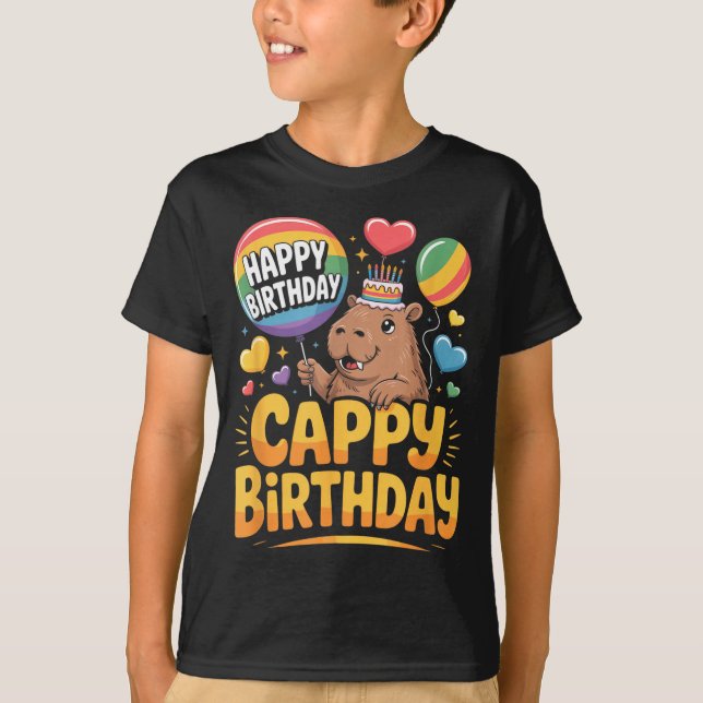 Capybara Animal Lover Fun Cappy Birthday Party Sup T-Shirt (Front)