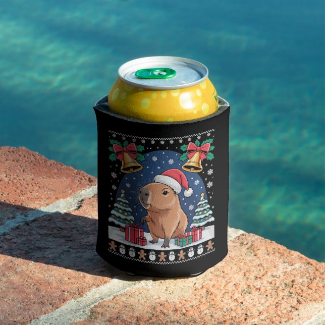Capybara Animal Lover Xmas Gift Ugly Capybara  Can Cooler (In Situ Pool)