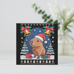 Capybara Animal Lover Xmas Gift Ugly Capybara Holiday Card