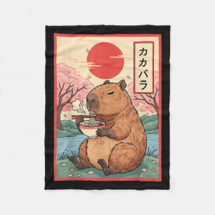 Capybara Anime Graphic Ramen Kawaii Japanese Vinta Fleece Blanket