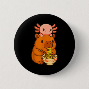 Capybara Anime Ramen Axolotl Funny Graphic Kawaii  Button