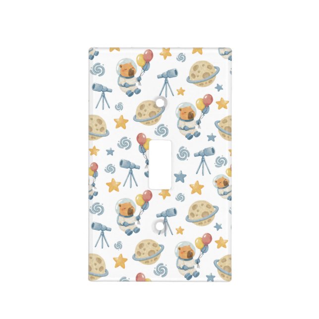 Capybara Astronaut Pattern Light Switch Cover (Front)