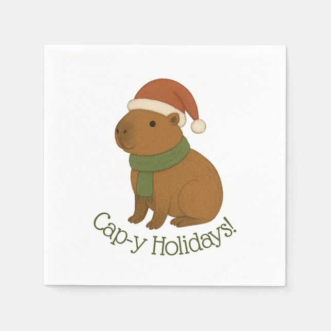 Capybara at Christmas Napkins (Front)