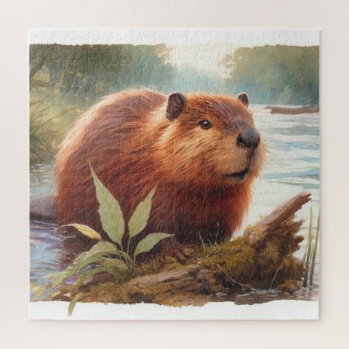 Capybara at the Pond 2 _ Watercolor Jigsaw Puzzle