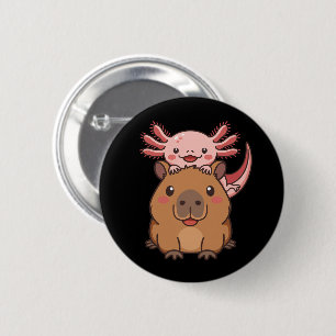 Capybara Axolotl Kawaii Animal Lover Zoo Day Button