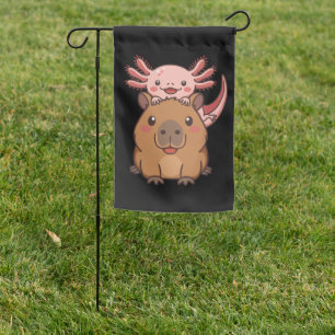Capybara Axolotl Kawaii Animal Lover Zoo Day Garden Flag