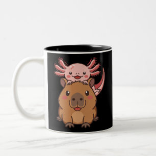 Capybara Axolotl Kawaii Animal Lover Zoo Day Two-Tone Coffee Mug