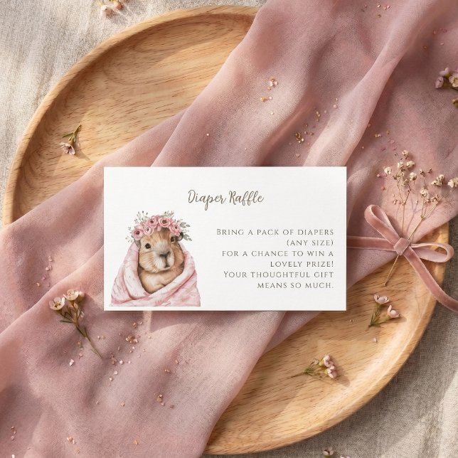 Capybara Baby Shower • Diaper Raffle Card (Capybara Diaper Raffle enclosure card for babyshower)