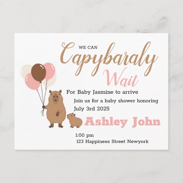 Capybara Baby Shower Honoring Invitation | card (Front)