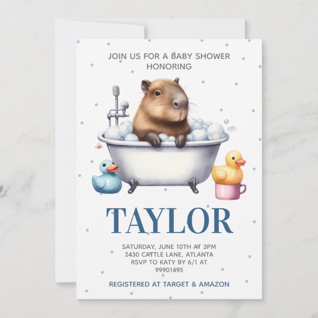 Capybara Baby shower Invitation (Front)