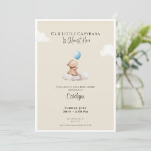 Capybara Baby Shower Invitation Cloud and Balloon