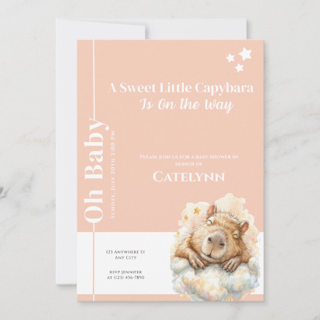 Capybara Baby Shower Invitation • Oh Baby (Front)