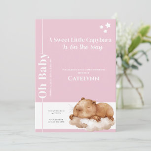 Capybara Baby Shower Invitation • Oh Baby Pink