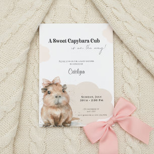 Capybara Baby Shower • Pink Bow Theme Invitation