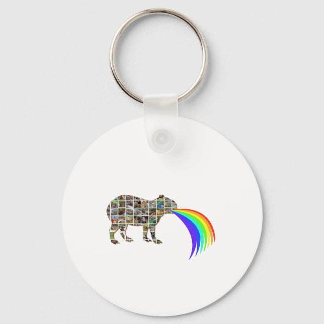 Capybara barfing a rainbow keychain (Front)